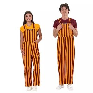 Game Bibs Maroon & Gold Striped Overall Bibs